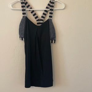 Lululemon tank top. Built in bra. Size 6. Black and white